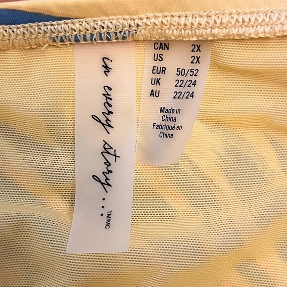 NWT Yellow Tropical Leaf Print Tankini Top - Picture 7 of 11